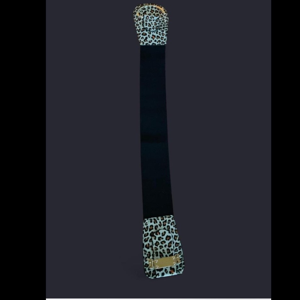 Leopard Print Belt with Gold Buckle - Picture 3 of 3